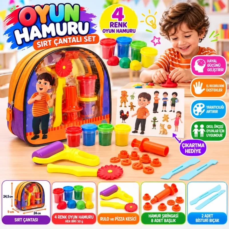 Eğlenceli Oyun Hamuru Seti 4x50gr Çocuklar için