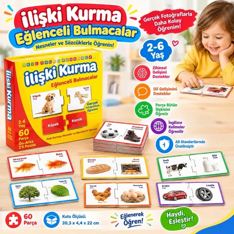 Eğlenceli Bulmacalar İlişki Kurma 2-6 Yaş 1 Adet