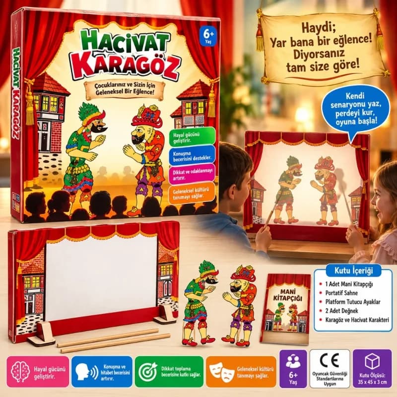 Hacivat ve Karagöz Kuklası 1 Adet Eğlenceli Oyun