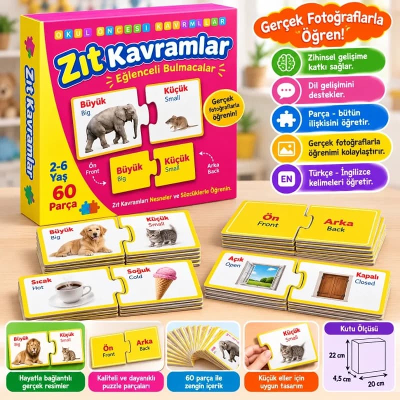 Eğlenceli Zıt Kavramlar Oyun Seti 1 Adet