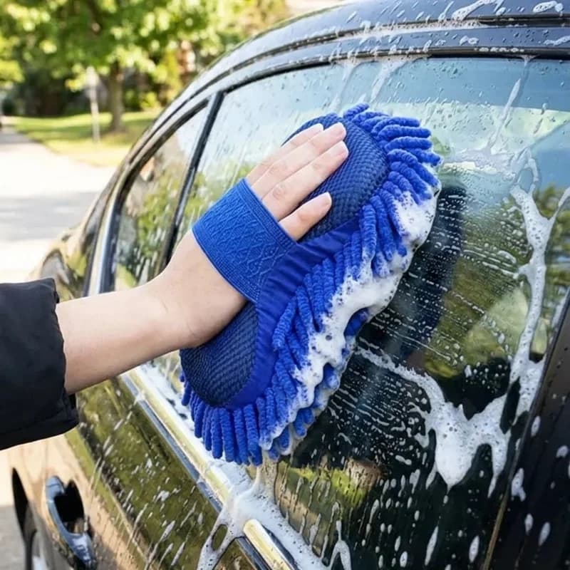 Ultra Emici Mikrofiber Araç Temizleme Eldiveni - Kalın Süngerli Oto Yıkama Bezi