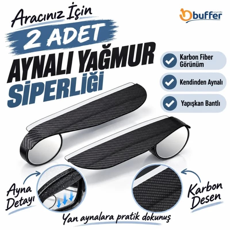 Şık Tasarım 2 Adet Kendinden Yapışkanlı Yağmur Koruyucu Visörler