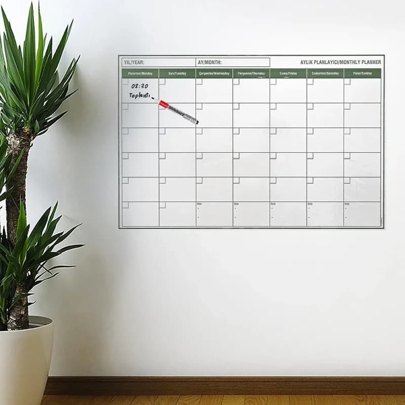 Ergonomik Manyetik Takvim Planlayıcı 85 x 56 cm Duvar için