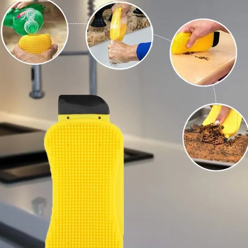 Ergonomik Çok Amaçlı Deterjan Hazneli Bulaşık Yıkama Fırçası