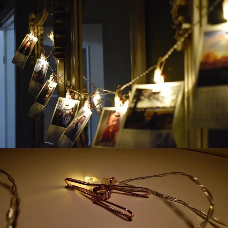 Şık Tasarım 2 Metre Led Işıklı Fotoğraf Süsleme Mandalları