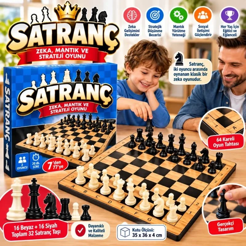 Eğlenceli Satranç Seti 7 Yaş ve Üstü İçin
