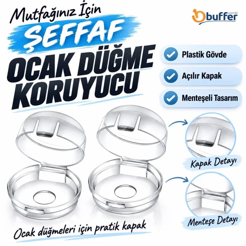 Ergonomik Isıya Dayanıklı Plastik Ocak Düğmesi Koruma Seti
