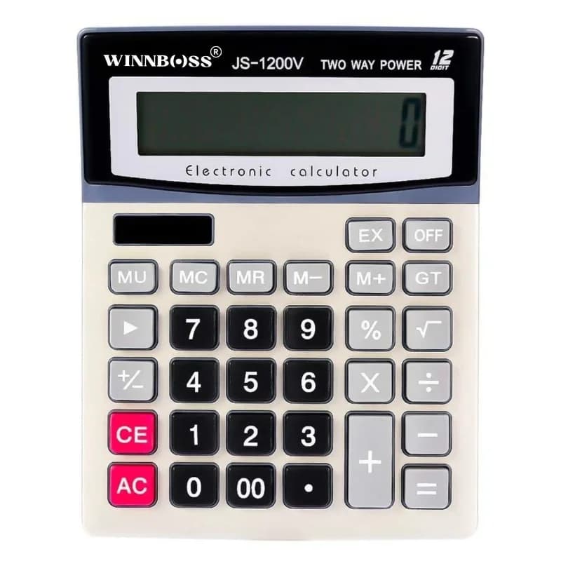 Ergonomik Büyük Düğmeli Pilli 12 Haneli LCD Hesap Makinesi