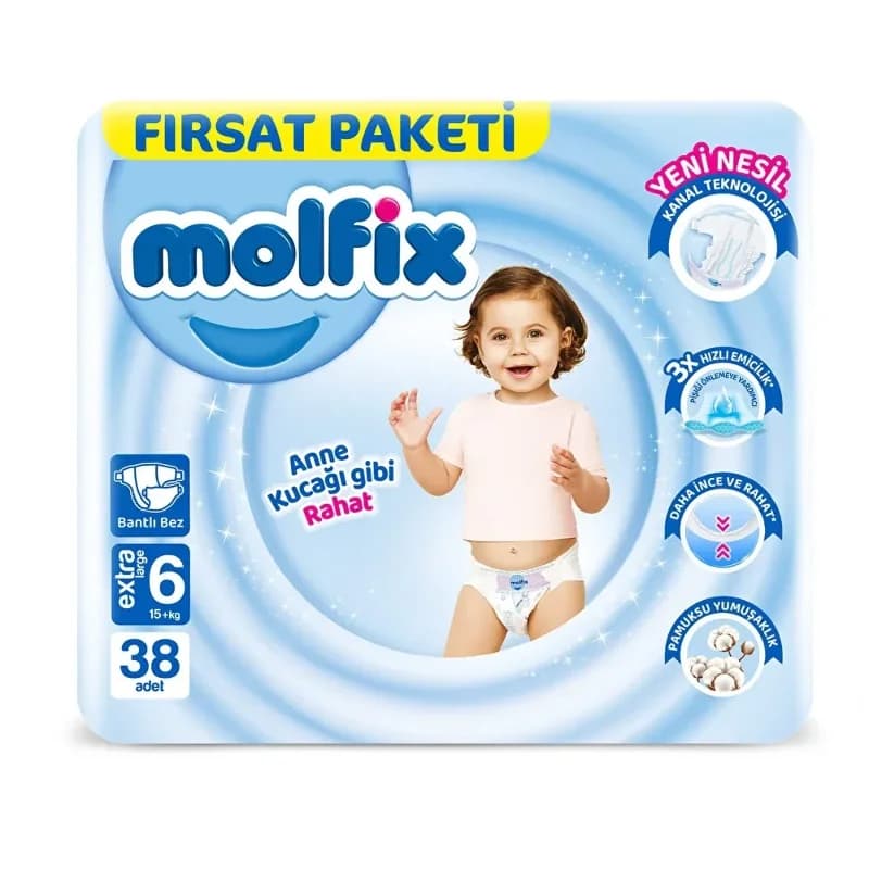 Fırsat Paketi Bebek Bezi 6 Beden 38 Adet 15+ Kg