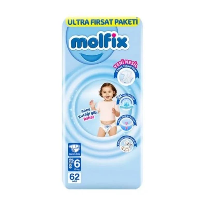 Ultra Fırsat Paket Bebek Bezi 6 Beden 62 Adet 15+ Kg