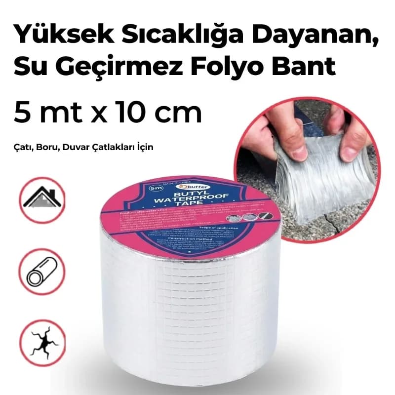 Ultra Emici Su Geçirmez Alüminyum Tamir Bandı 5 mt x 10 cm