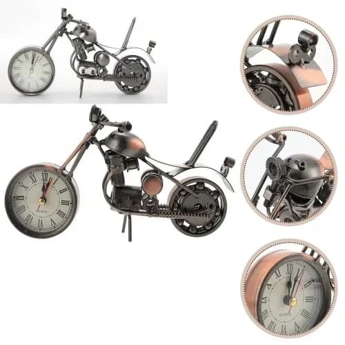 Şık Vintage Motosiklet Masa Saati 21 Cm Dekoratif