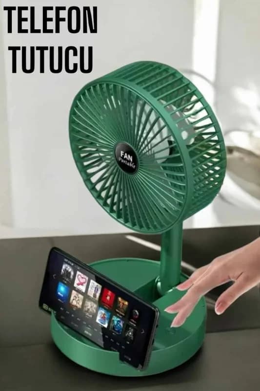 Katlanabilir Mini Fan Telefon Standlı 3 Kademeli Soğutucu