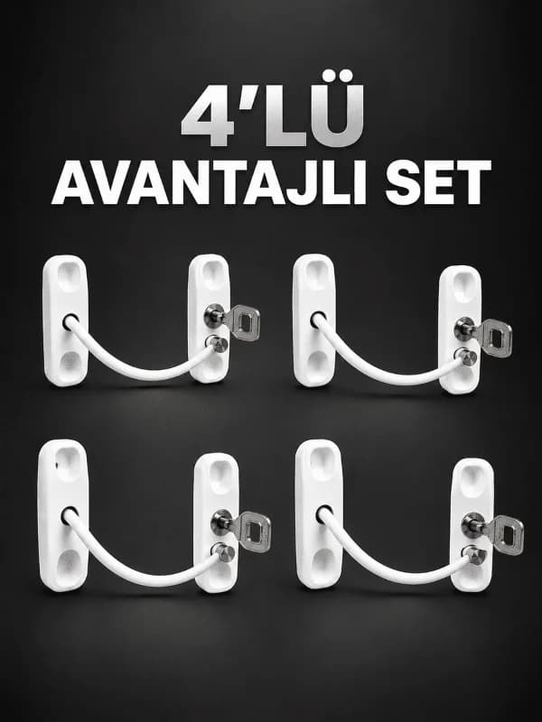 Pencere Güvenlik Kilidi Anahtarlı Çocuk Emniyet Kilidi 4’lü Set