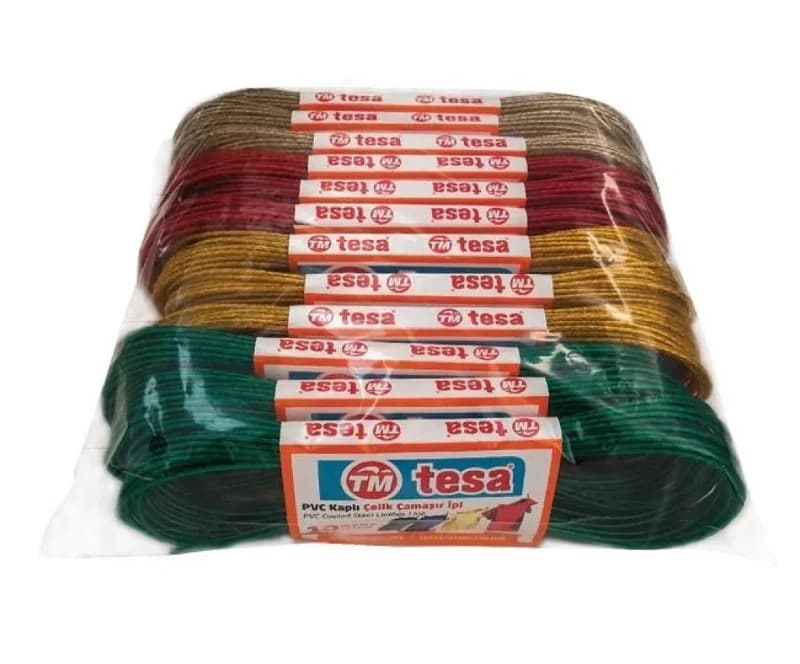 Pvc Kaplama Çamaşır İpi 10 Metre 12'li Set