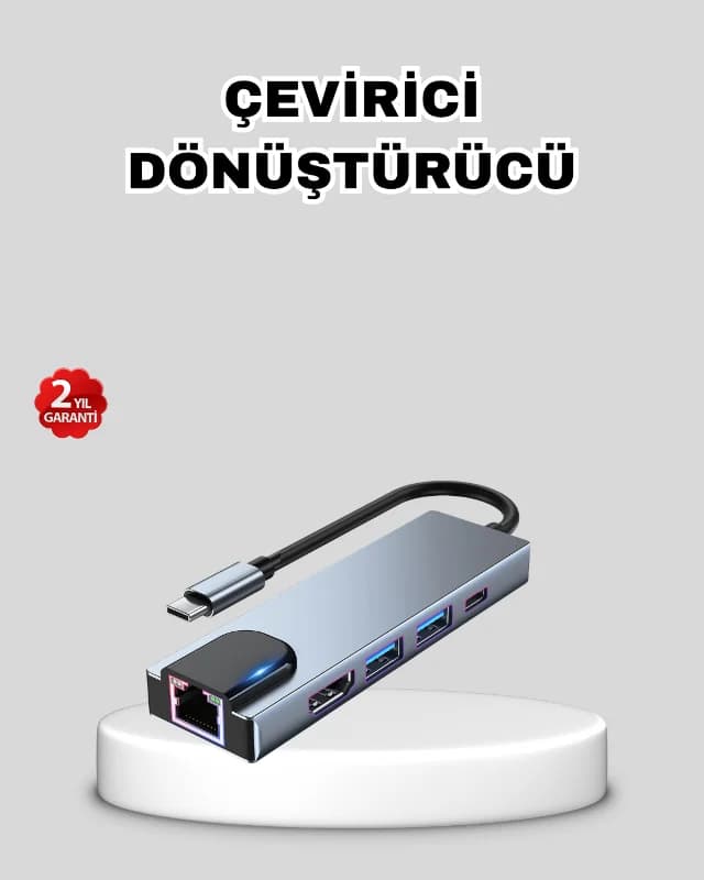 Type-C Çoklu Dönüştürücü – Alüminyum Gövde, Hızlı Veri Aktarımı ve Şarj Desteği