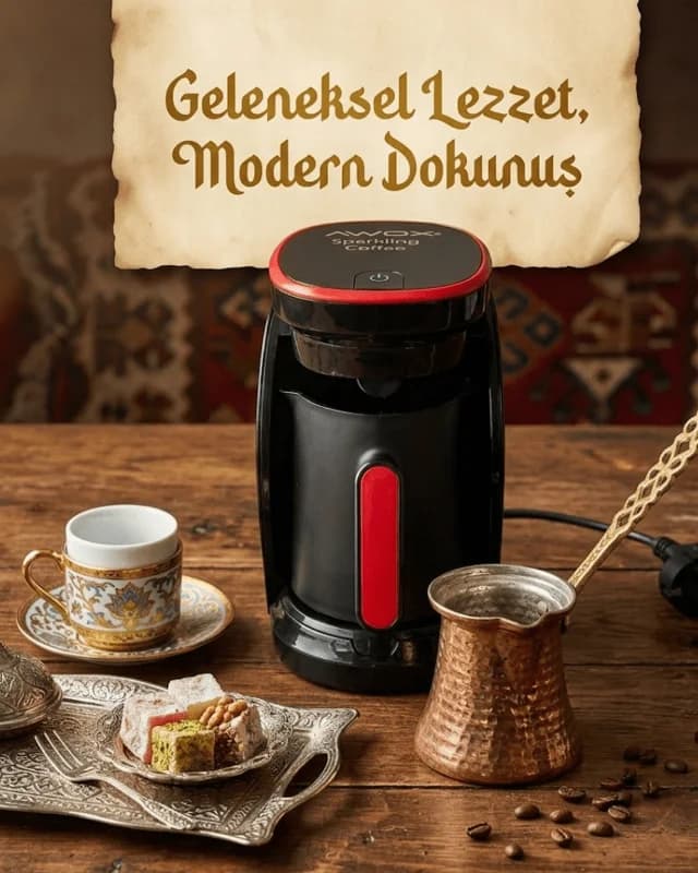 Türk Kahvesi Makinesi Otomatik Kapanma ve Taşma Emniyetli 4 Fincan Kapasiteli