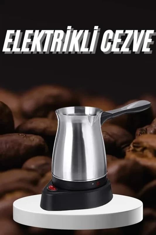 Şık Tasarımlı Elektrikli Cezve 6 Fincan Kapasiteli Paslanmaz Çelik