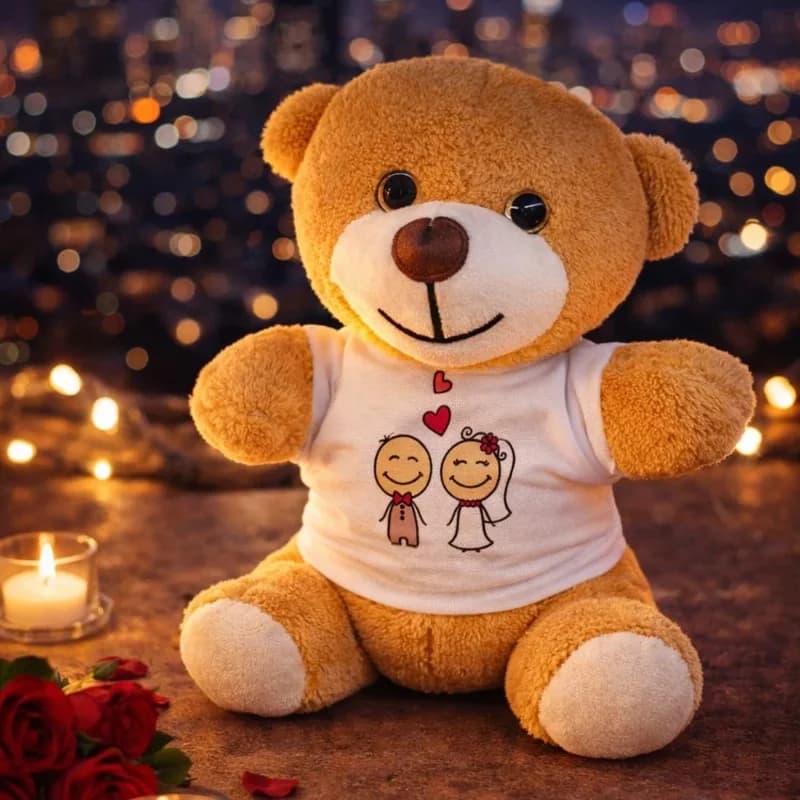 Şık Tişörtlü Peluş 25 Cm Gelin Damat Hediye
