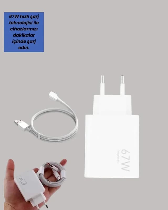 Turbo Hızlı Şarj Adaptörü Ve Type-c Kablo Seti 67w