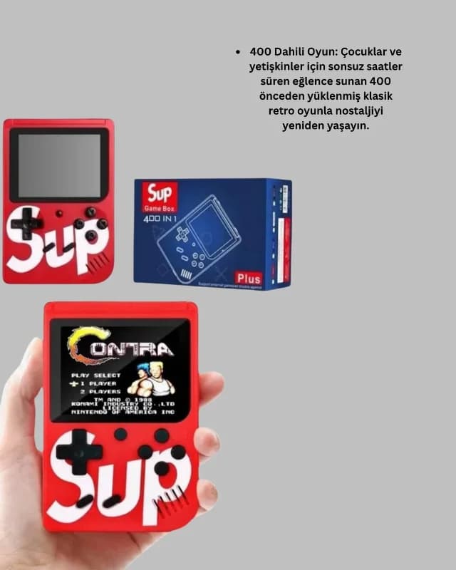 Mini Retro El Konsolu 400 Oyunlu Taşınabilir Tv Uyumlu