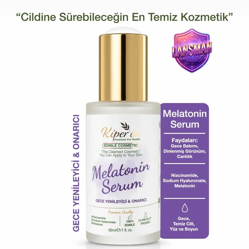 Melatonin Serum | Gece Yenileyici & Onarıcı | Melatonin, Niasinamid, Hyaluronik Asit, Gül | 30mL
