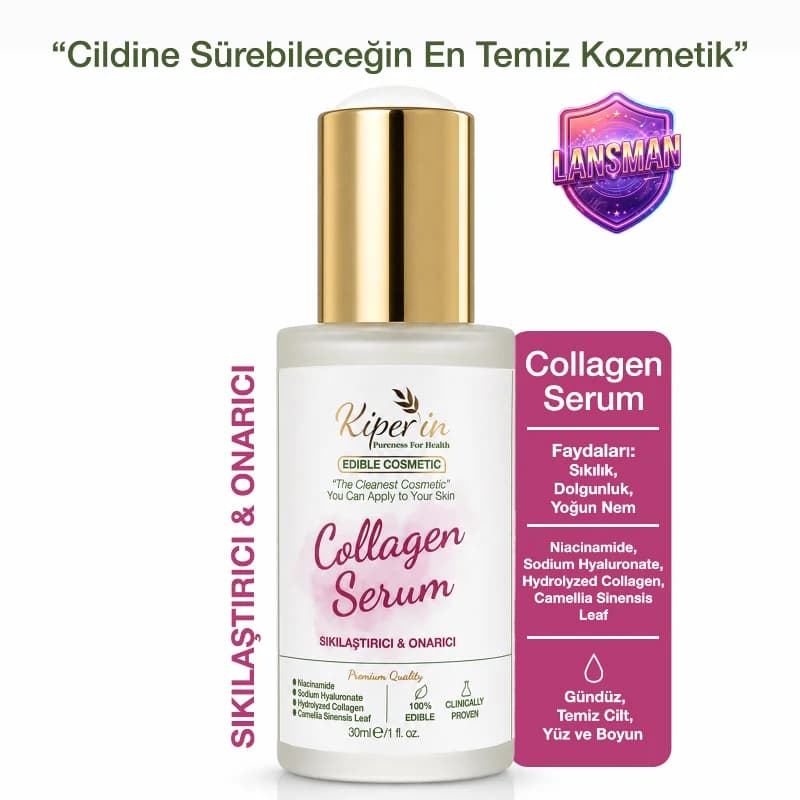 Collagen Serum | Sıkılaştırıcı & Onarıcı | Kolajen, Hyaluronik Asit, Yeşil Çay | Clinically | 30mL