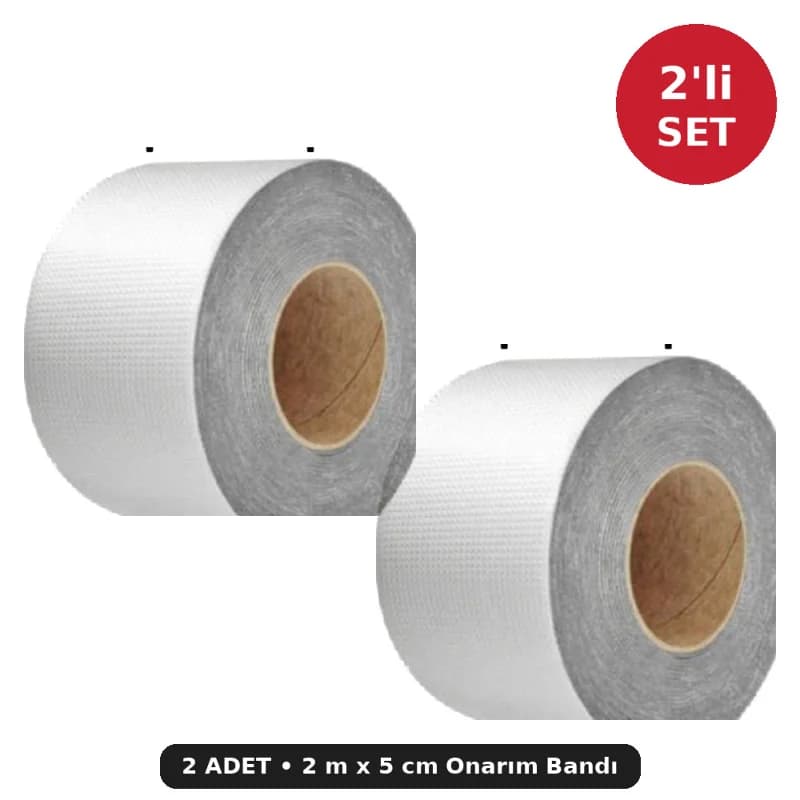 Su Geçirmez Çatı Duvar Çatlak Onarıcı Alüminyum Folyo Bant 2 m x 5 cm 2'li Set