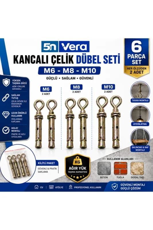 M6-M8-M10 Kancalı Çelik Dübel Seti