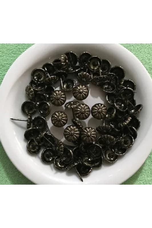 Kabara Raptiye Koltuk Çivisi Antik Bakır Papatya Çapı 11mm 50adet