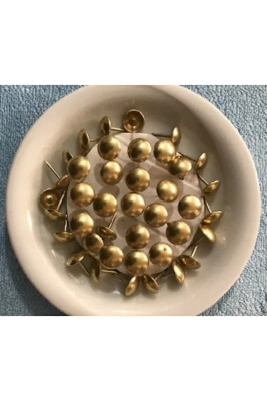 KABARA RAPTİYE KOLTUK ÇİVİSİ ANTİK SARI DÜZ ÇAPI 11MM 50ADET