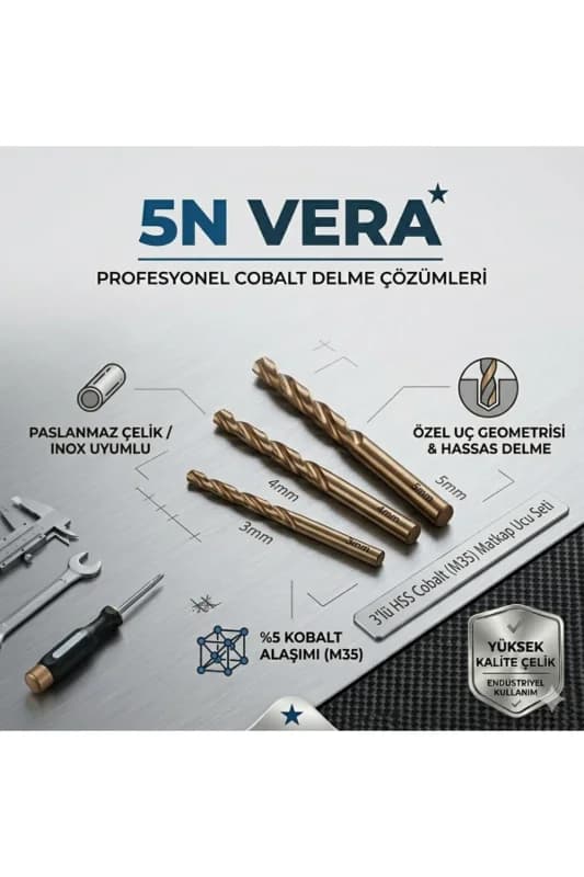 HSS Co M35 Matkap Ucu Seti 3-4-5 mm İnox Kobalt Paslanmaz Çelik Delme
