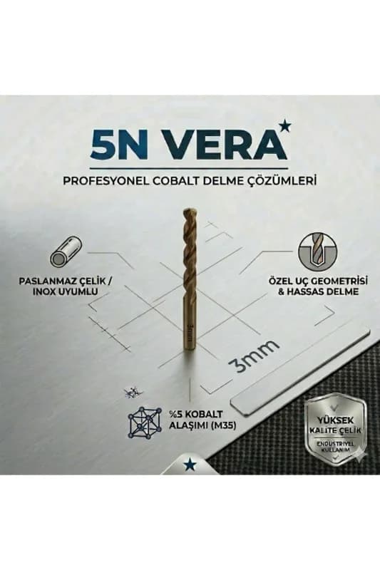 HSS Co M35 Matkap Ucu 3 mm İnox Kobalt Paslanmaz Çelik Delme