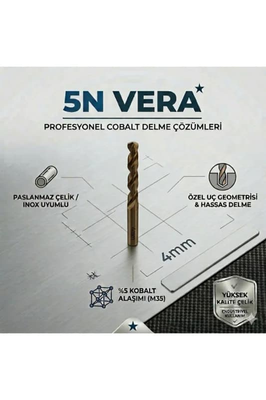 HSS Co M35 Matkap Ucu 4 mm İnox Kobalt Paslanmaz Çelik Delme