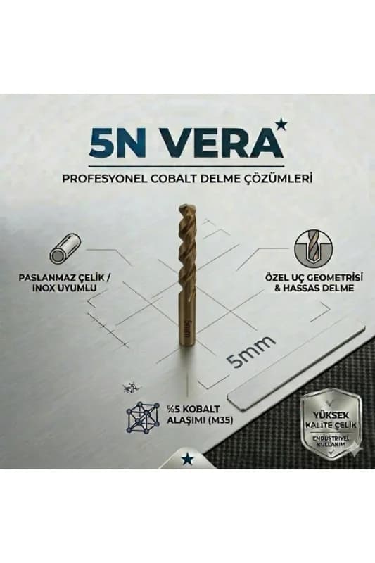 HSS Co M35 Matkap Ucu 5 mm İnox Kobalt Paslanmaz Çelik Delme