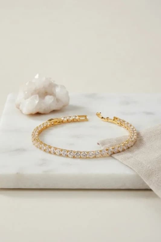 Zirkon Taşlı Gold Renk Bileklik 1 Adet Kadın