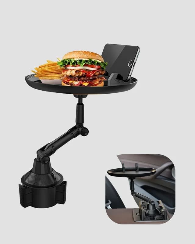 Döner Bardaklık Tepsisi Telefon Standlı 9 İnç Geniş Alan