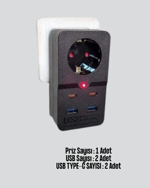 Termal Akım Korumalı Priz Usb Type-c 10a 2500w
