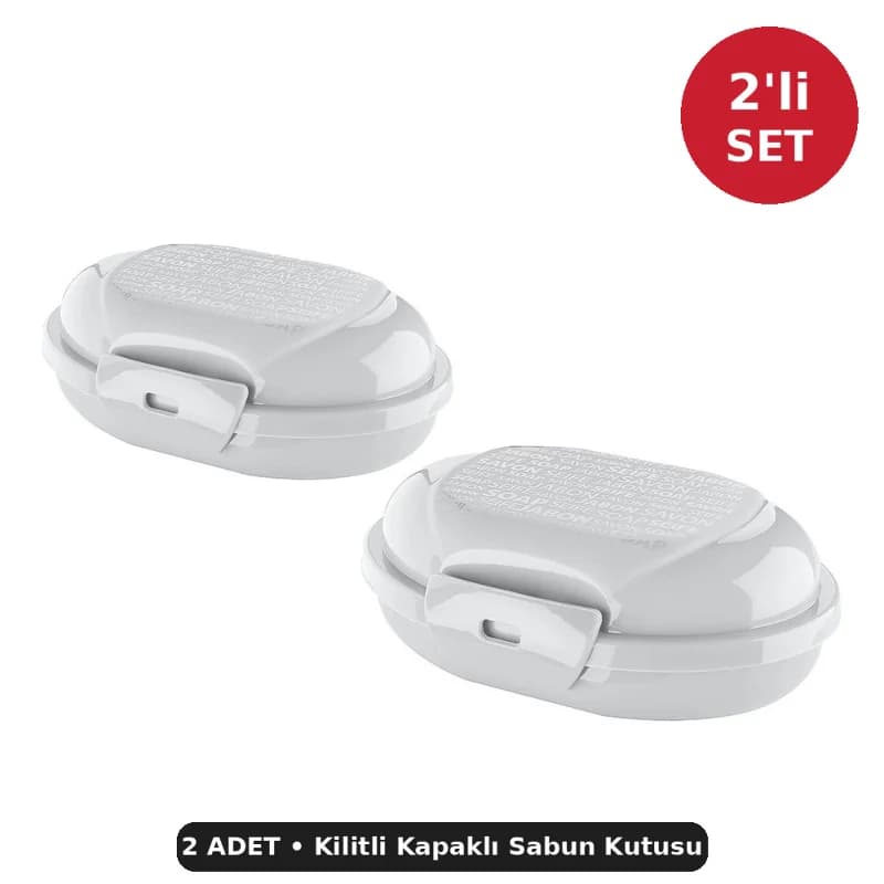 Perla TP-199 Seyahat Tipi Katı Sabun Kutusu 2'li Set - Kilitli Kapaklı, Süzgeçli