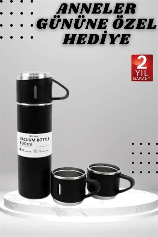 Özel Tasarım Termos Seti 3 Bardaklı 500 Ml Seyahat İçin