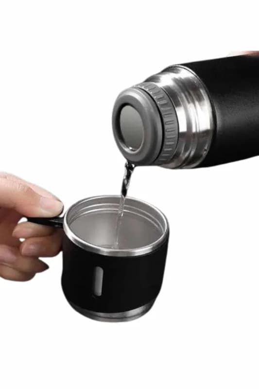Paslanmaz Çelik Termos Seti 3 Bardaklı 500 Ml Seyahat İçin