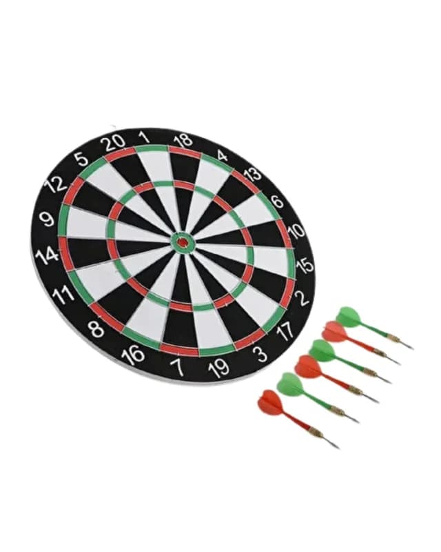Şık Ahşap Dart Tahtası 12 İnç 4 Adet Metal Uçlu Ok