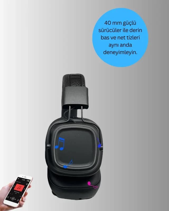 Kablosuz Katlanabilir Kulaklık Deep Bass Destekli Seyahat İçin