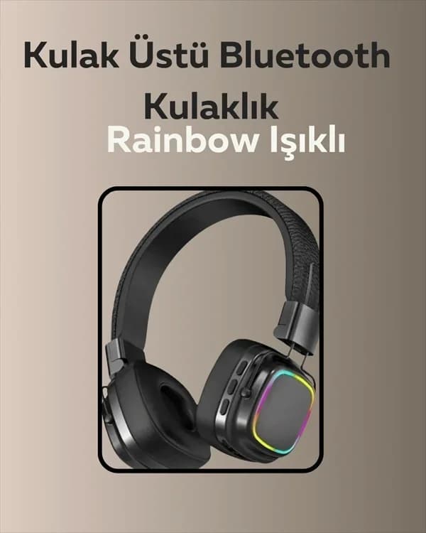 Kablosuz Kulaklık Bluetooth 5.3 Rainbow Işıklı Model