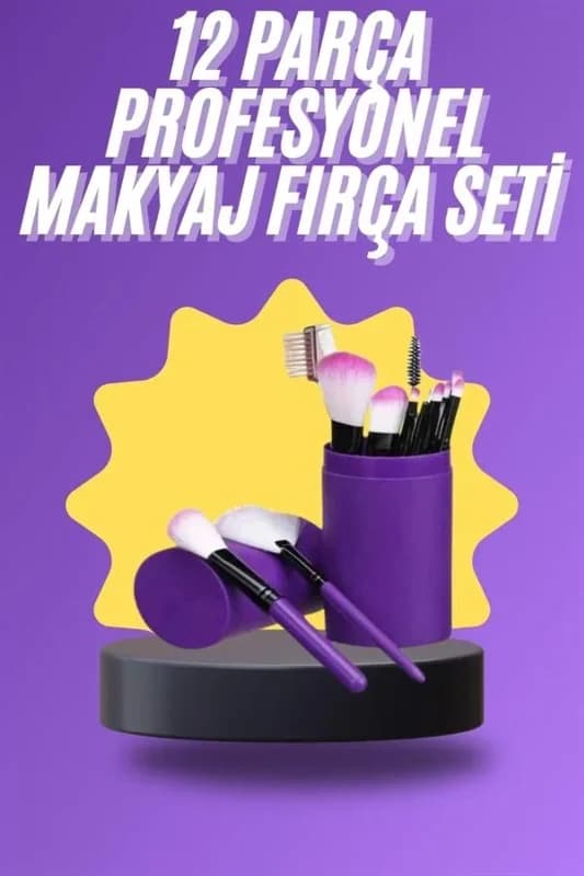 Profesyonel Makyaj Fırça Seti 12 Parça Tüm Uygulamalar İçin