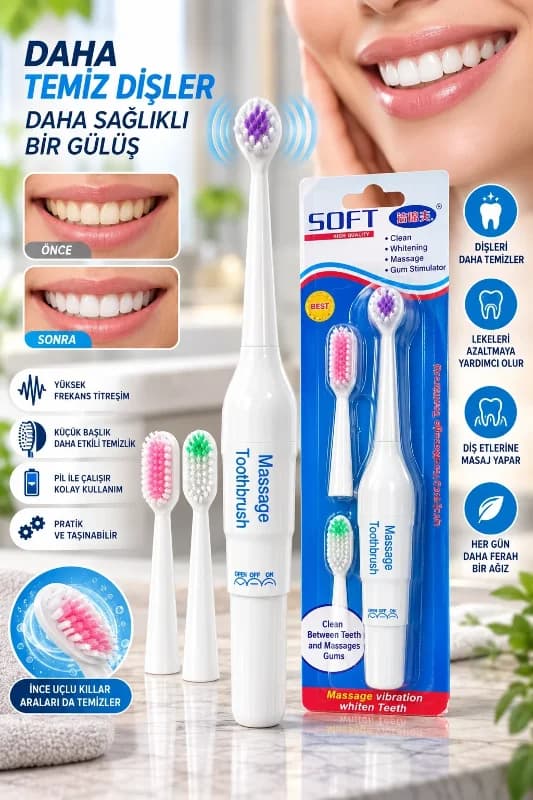 Ergonomik Elektrikli Diş Fırçası 3 Başlıklı Derin Temizlik