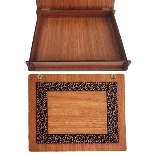 Şık Deri Kaplamalı Ahşap Kutu 18x17 Cm Hediye Kutusu