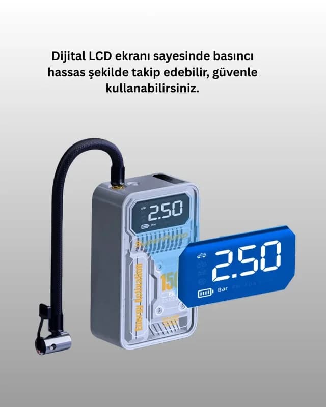 Güçlü Motorlu 150 Psı Dijital Lastik Pompası