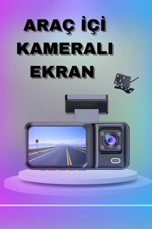 Gece Görüşlü 3 Lensli Araç Kamerası 1080p Hd Ekran