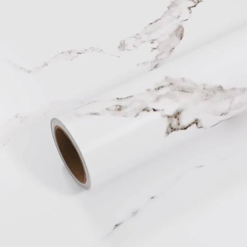 Büyük Boy Beyaz Mermer Desenli Yapışkanlı Kaplama 5 Metre